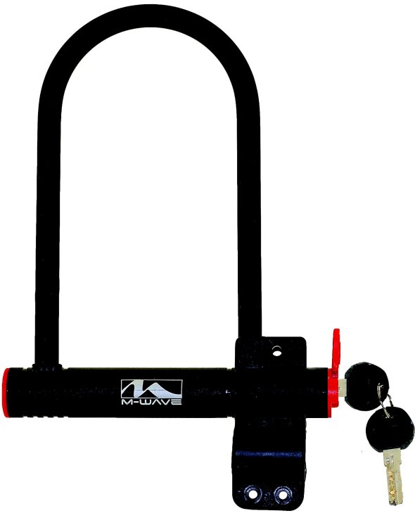 Велосипедный замок M-WAVE, U-lock, на ключ, 105 х 255 мм, с защитным колпачком, черный,  5-234010 ниппель велосипедный бескамерный multi tubeless алюминиевый с колпачком 35мм блистер 2шт съемник multivlv