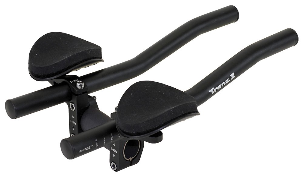 Руль-лежак велосипедный TranzX TRI BAR, алюминиевый, 31,8 мм, с адаптером для 25,4, черный, 5-403739