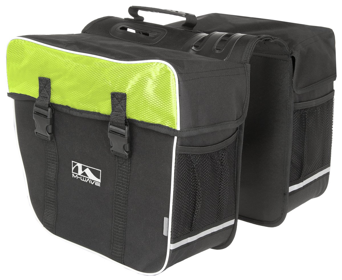 Велосипедная сумка  штаны M-WAVE, на багажник 2в1, V=30л, черно-зеленая, 5-122805