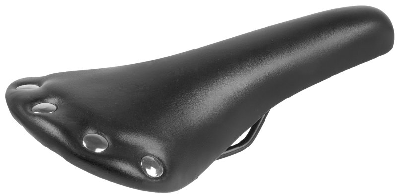 Седла для велосипедов  ВашВелосипед Седло велосипедное M-Wave под кожу, ретро-дизайн, универсальное, 278х153 мм, с 6 заклепками, черное, 5-251040