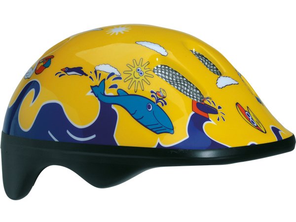 фото Велошлем детский bellelli, желто-синий с дельфинами (размер: м (52-57 см))