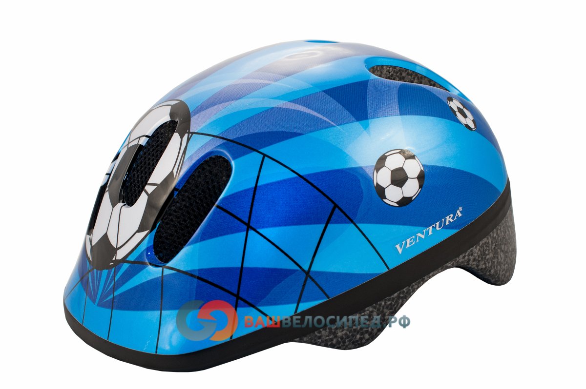 фото Детский шлем велосипедный ventura с сеточкой 6 отверстий 50-57см soccer (размер: 52-56 см)