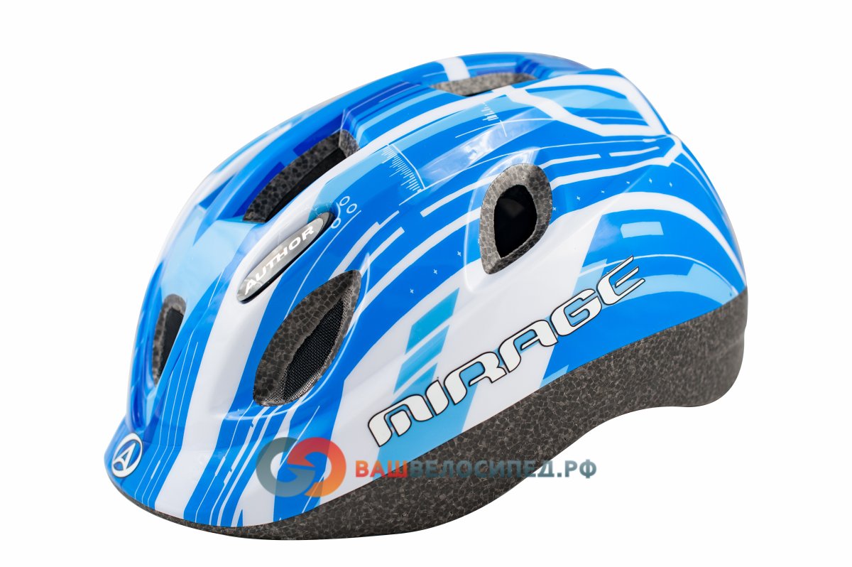 фото Детский шлем велосипедный autho mirage 125blu inmold 11 отверстий синие-белый 48-54см author