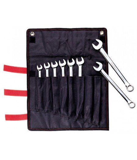 Ключ ICE TOOLZ, рожковый/накидной, набор 8-15 мм, 39B8 ключ для рулевой ice toolz 4 в 1 30 32 36 40 мм рожковый cr mo сталь 06h8