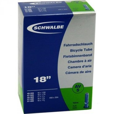 

Велокамера Schwalbe AV5, 18"х1 1/4-1.75, 32/47-355/400, Schraeder, 10412310