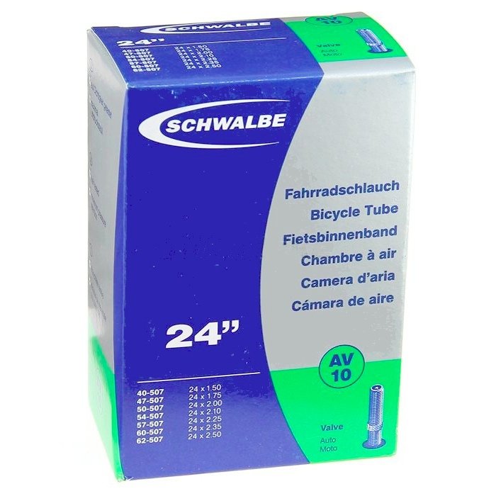 

Велокамера Schwalbe AV10, 24"х1.50-2.50, 40/62-507/520, Schraeder, 10421310