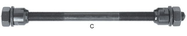 Ось задняя Cr-Mo с конусом, для задней втулки под гайку, 170mm, 3/8, черная, 00-170121