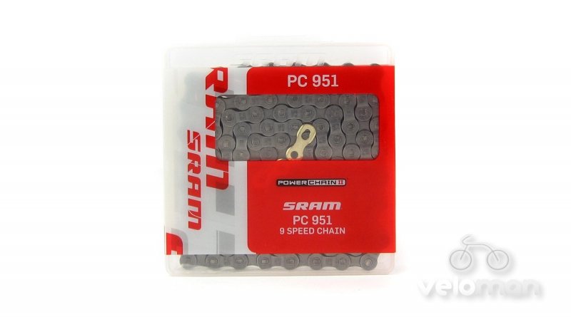 Цепь SRAM PC-951 PowerLink Gold 9 скоростей, 86.2706.114.105 цепь sram pc1170 powerlock 11 скоростей 120 li 00 2518 004 012