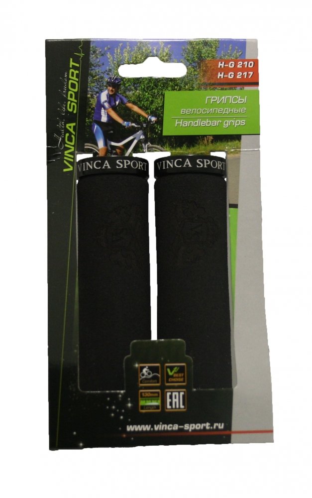фото Грипсы для велосипеда vinca, пластмасса, поролон, 130 мм, черные, с черным зажимом, h-g 231 black vinca sport