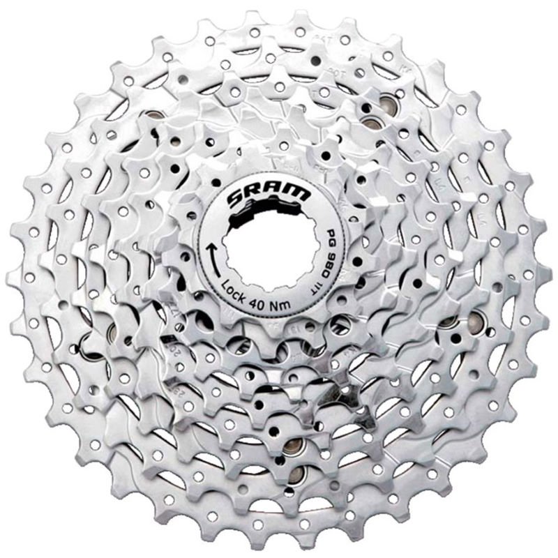   ВашВелосипед Кассета велосипедная SRAM PG-980, 9 скоростей, алюминий, 11-34T, 00.0000.200.695