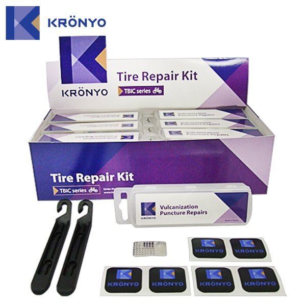 Аптечка KRONYO GP-31, 6 заплаток+шкурка+2 монтировки, 6-170031 набор заплаток для одежды термоклеевые 7 шт синий