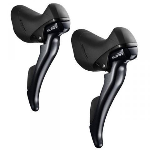 Манетки и Шифтеры Шифтер/тормозная ручка Shimano Sora ST-R3000, левый и правый, 2x9 скоростей, черный, ESTR3000DPA