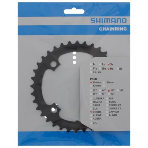 Звезда передняя SHIMANO для FC-M590/T4010, 36T, черный, Y1LD98090 звезда передняя shimano для fc m590 32t y1ld98080