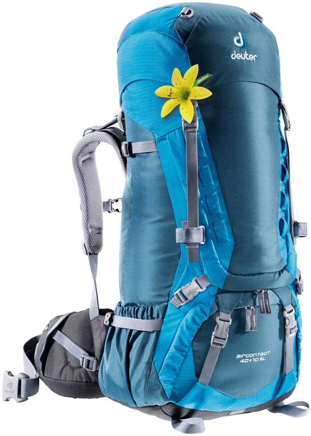 Велорюкзак Deuter Aircontact 40 + 10 SL, для женщин, 76x32x24, 40+10 л, голубой, 33412_3870 велорюкзак deuter aircontact 70 10 sl для женщин 86х32х26 70 л бирюзовый 3320616 3354