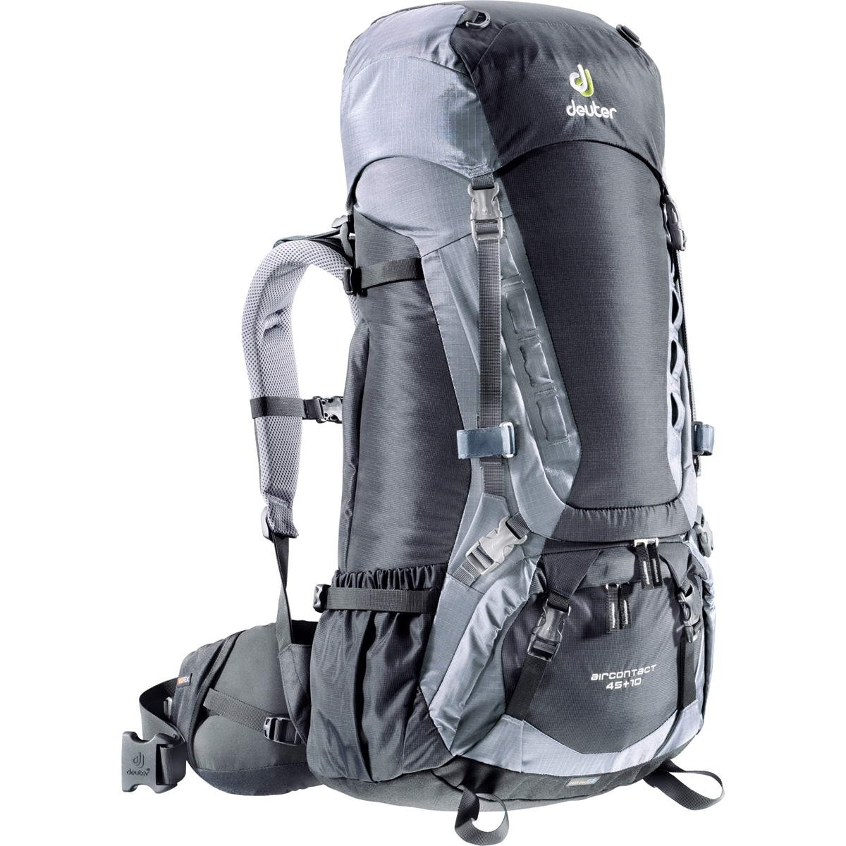 Велорюкзак Deuter Aircontact 45 + 10, чехол от дождя, 76х26х26, 45 л, черный, 3320116_4700 велорюкзак deuter aircontact 45 10 чехол от дождя 76х26х26 45 л желтый 3320116 2313