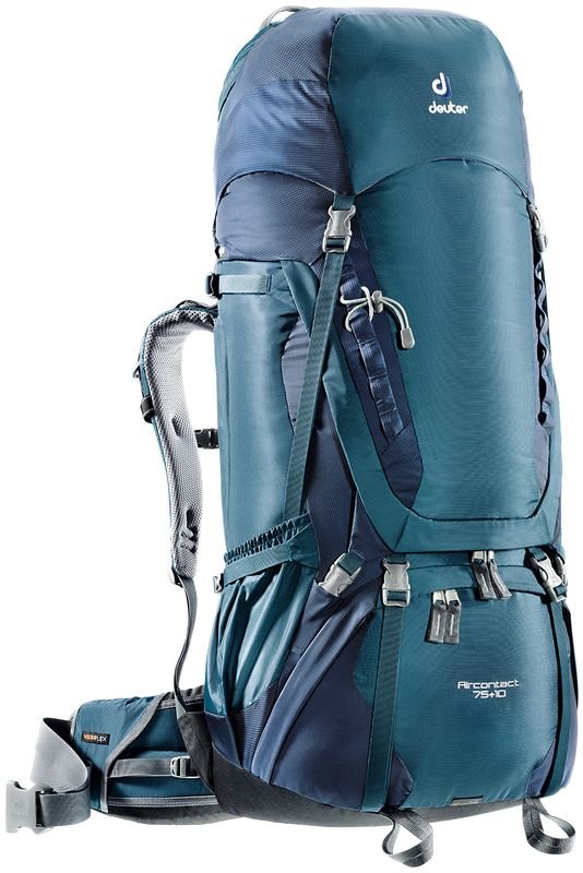 Велорюкзак Deuter Aircontact 75+10 SL, чехол от дождя, 90х40х30, 75 л, бирюзовый, 3320716_3329 велорюкзак deuter aircontact 70 10 sl для женщин 86х32х26 70 л бирюзовый 3320616 3354