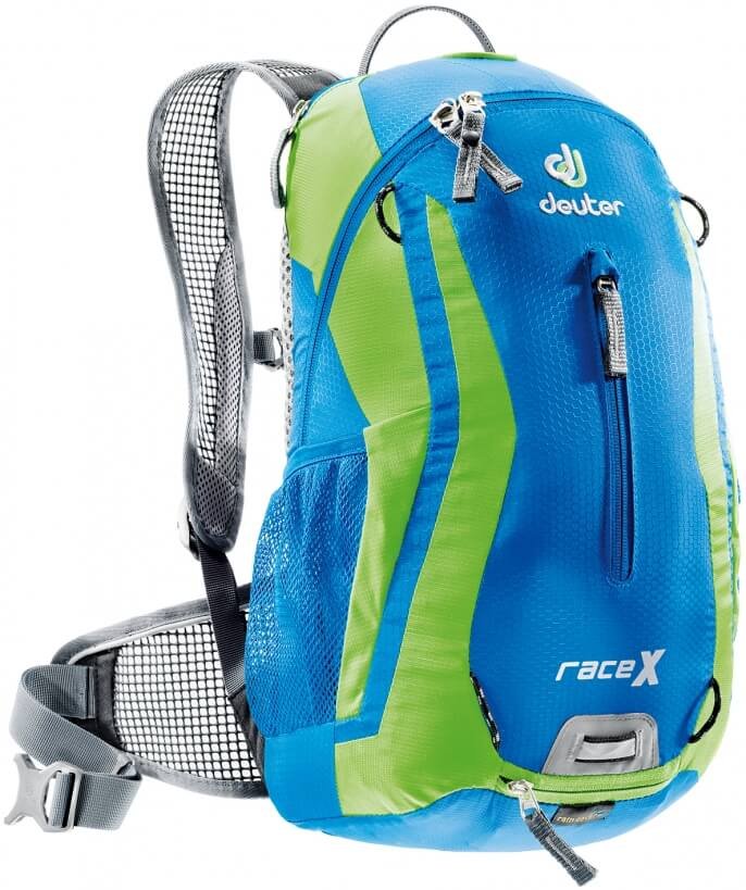Велосипедный рюкзак Deuter Race X, с чехлом, 44х24х18, 12 л, голубой/зеленый, 32123_3224