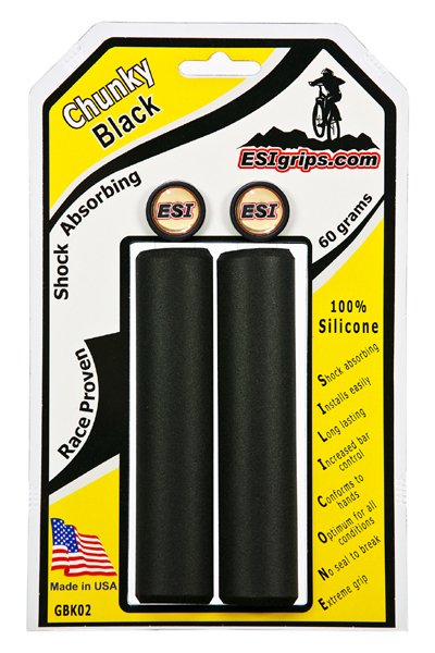 

Грипсы велосипедные ESI Chunky, 130 мм, силикон, черный, GBK02, Чёрный