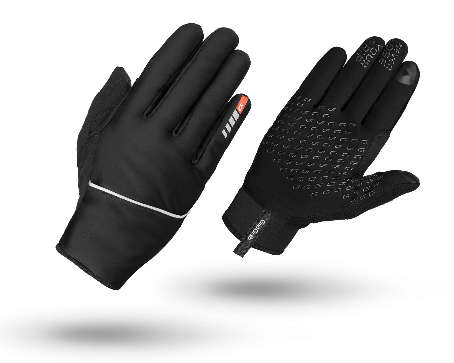 Велоперчатки зимние GripGrab Running Thermo, ветрозащита, силиконовые вставки, черный, (Размер S (8))