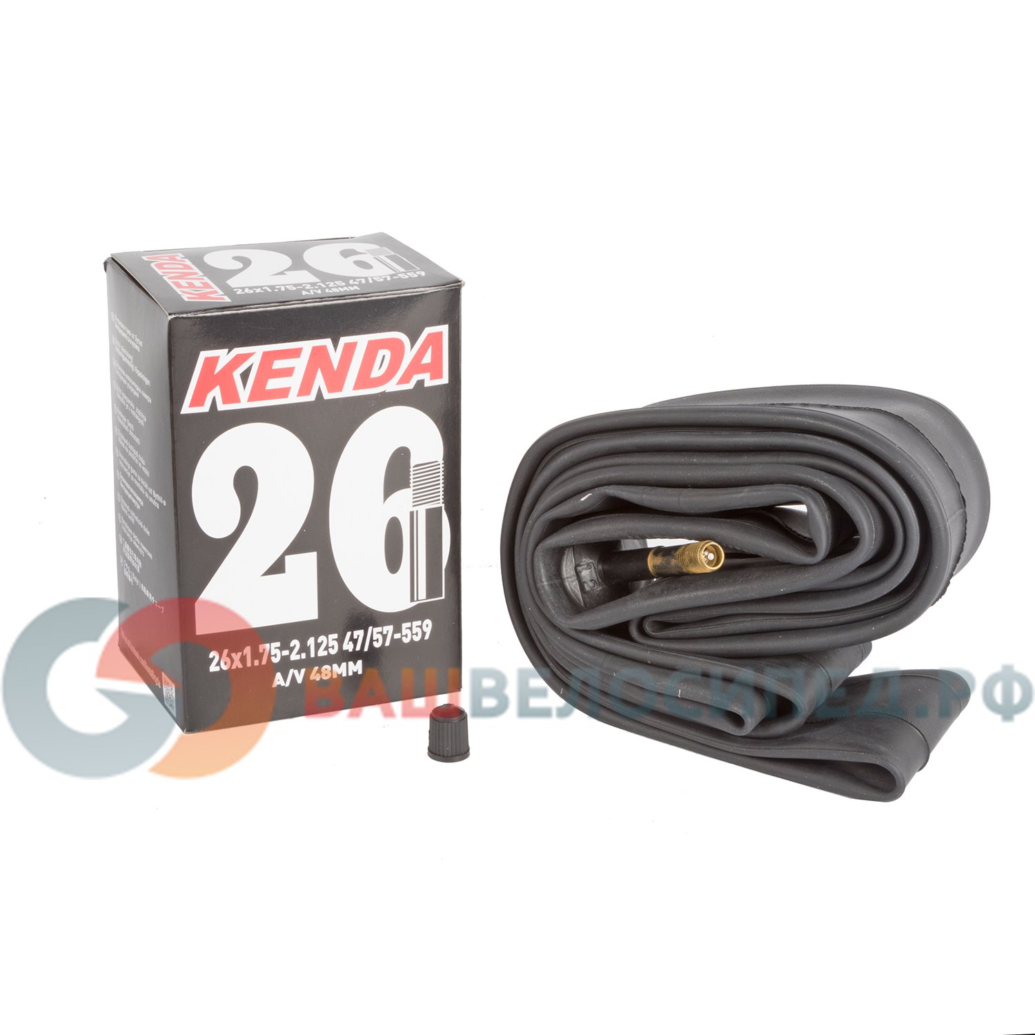 Камера велосипедная KENDA 26"х1.75-2.125 (47/57-559), автониппель, 48 мм, 5-514123 купить на ЖДБЗ.ру - фотография № 2