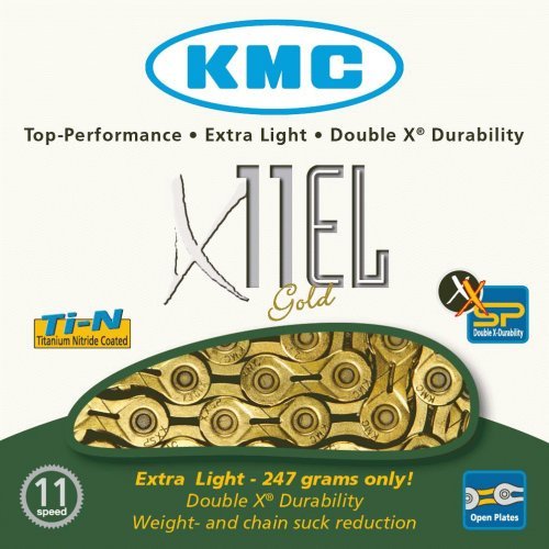 

Цепь велосипедная KMC X11EL 11скоростей, 118L, золотая, BXEL11T4