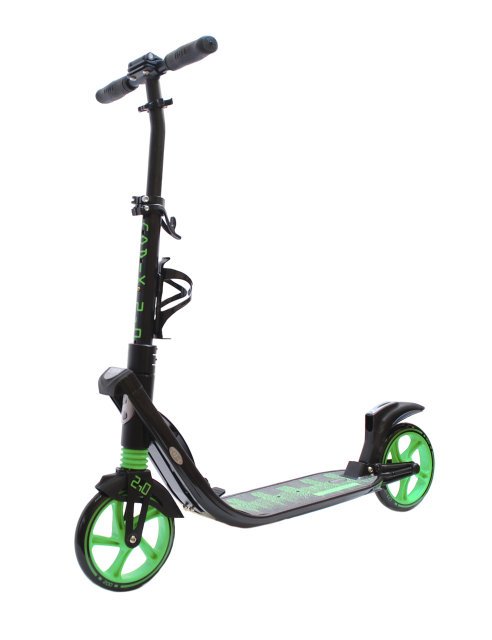 Самокат COD-X 2.0, двухколёсный, взрослый, регулируемый, колеса 200 мм, до 100 кг, черно-зеленый, 00-180001 самокат tech team zigzag 2021 трехколесный черно зеленый