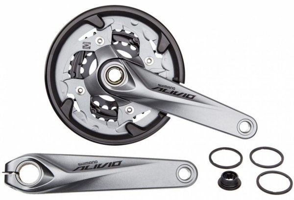 Система шатунов велосипедная Shimano Alivio FC-M4050, длина шатунов 170 мм, интегрированный вал, EFCM4050CX002C система шатунов велосипедная shimano claris fc r2000 звезды 50 34t длина шатунов 175 мм efcr2000ex04c