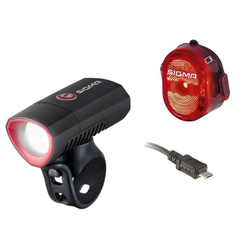 Комплект велофара+фонарь SIGMA SPORT BUSTER 300 / NUGGET II FLASH с кабелем USB и адаптером для acti
