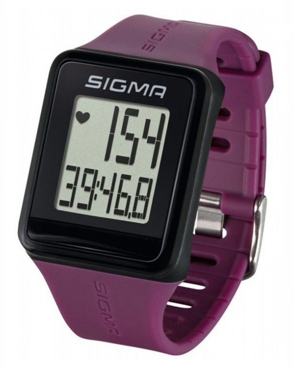 Часы спортивные SIGMA SPORT iD.GO: пульсометр, секундомер, фиолетовые, 24510 секундомер mad wave stopwatch 200 memory m1409 02 0 10w