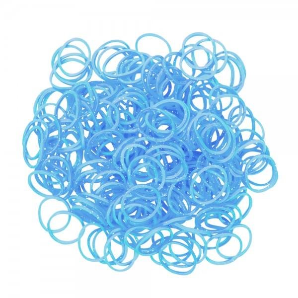 фото Резинки силикон блестящий/голубой glitter blue rainbow loom