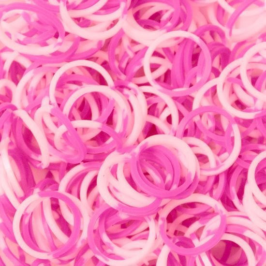фото Резинки силикон роз./бел. pink/white rainbow loom