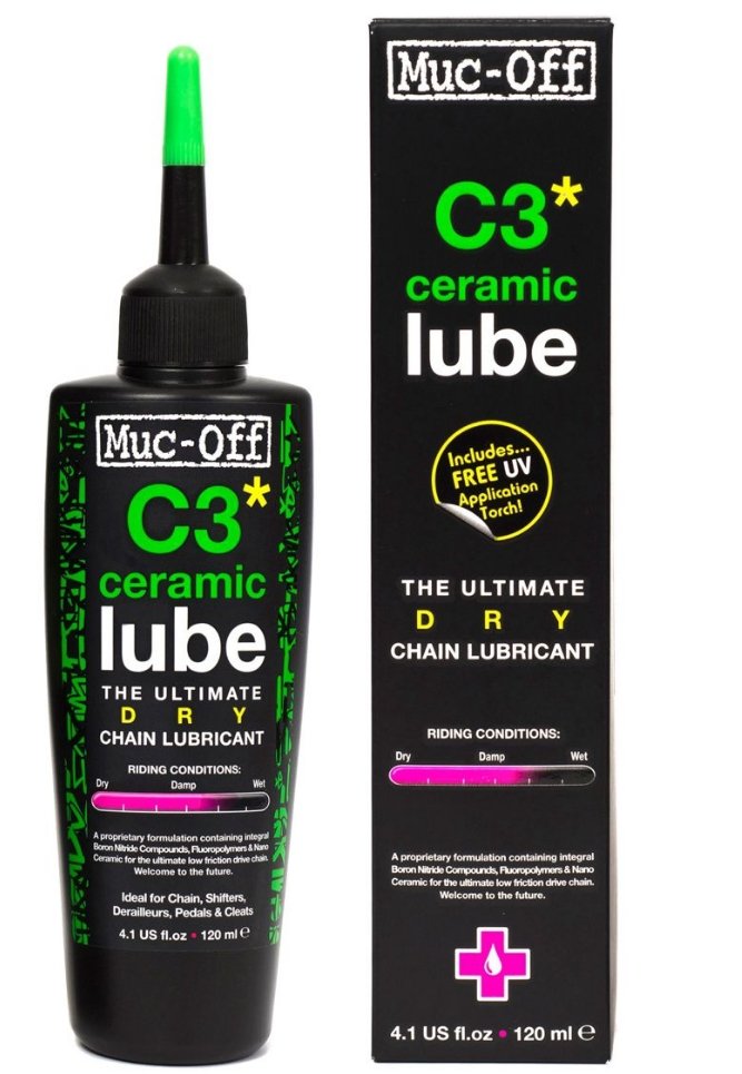 Смазка MUC-OFF C3 CERAMIC DRY LUBE, для цепи, 120 мл, 872 смазка muc off 2015 wet lube для цепи 1л 833
