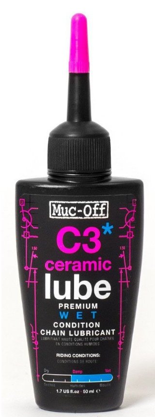 Смазка MUC-OFF C3 CERAMIC WET LUBE,  для цепи, 50 мл, 869 смазка muc off c3 ceramic wet lube 5ml sample для цепи б р 875