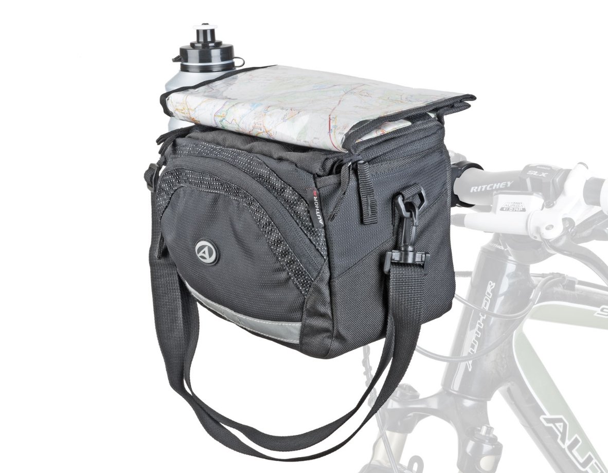 Сумка на руль велосипеда AUTHOR A-H735 QRA X7 25,4/31,8мм на 5,4 литра, с чехлом от дождя, черная, 8-15002521 окуляр оборачивающий sky watcher 10 мм 1 25