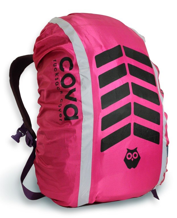 фото Чехол на рюкзак со световозвращающими лентами protect™ "сигнал", цвет фуксия, объем 20-40 литров cova™