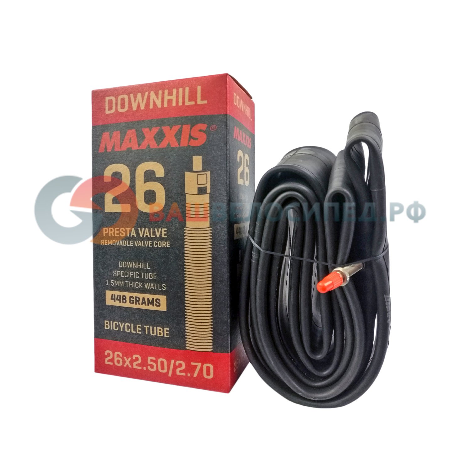 

Камера Maxxis Downhill, 26x2.5/2.7, ниппель Presta, велониппель, IB68560100