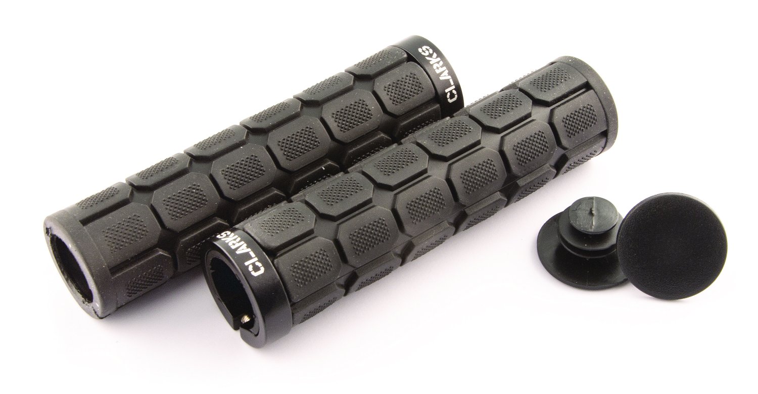 Ручки CLARK`S CLO219 на руль, резиновые, 130 мм, с 1 фиксатором, черные анодированные, 3-190 ручки для сумки 2 шт вощёный шнур дерево 44 × 4 см чёрный