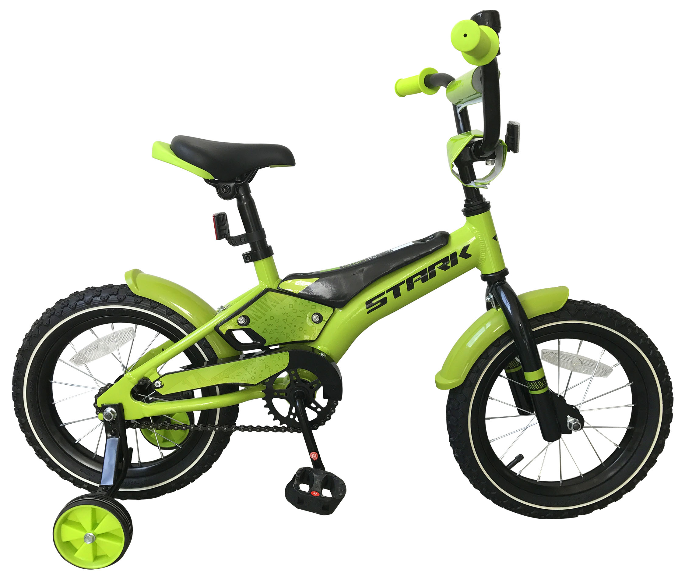 фото Детский велосипед stark tanuki boy 14" 2019 (рост: 1,01 — 1,15, цвет: зелёный/чёрный)