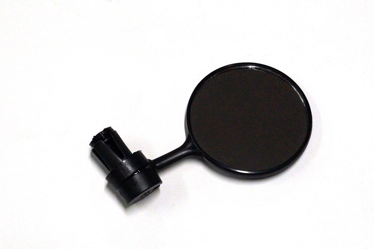 Зеркало JOY KIE, пластик, мини, в торец руля, универсально левое/право, черное, с катафотом, HL-M01