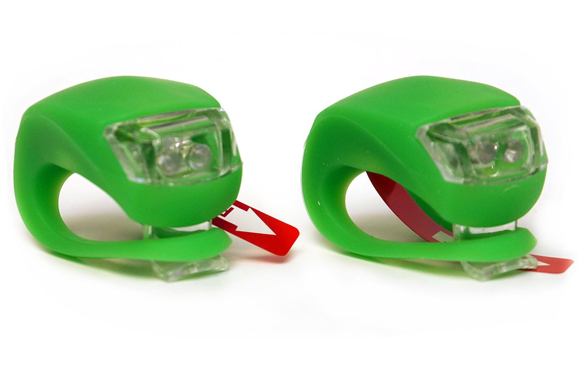 фото Фонари велосипедные xc-108 green, перед+зад комплект, 3 функции, в одной упаковке, зеленый joy kie
