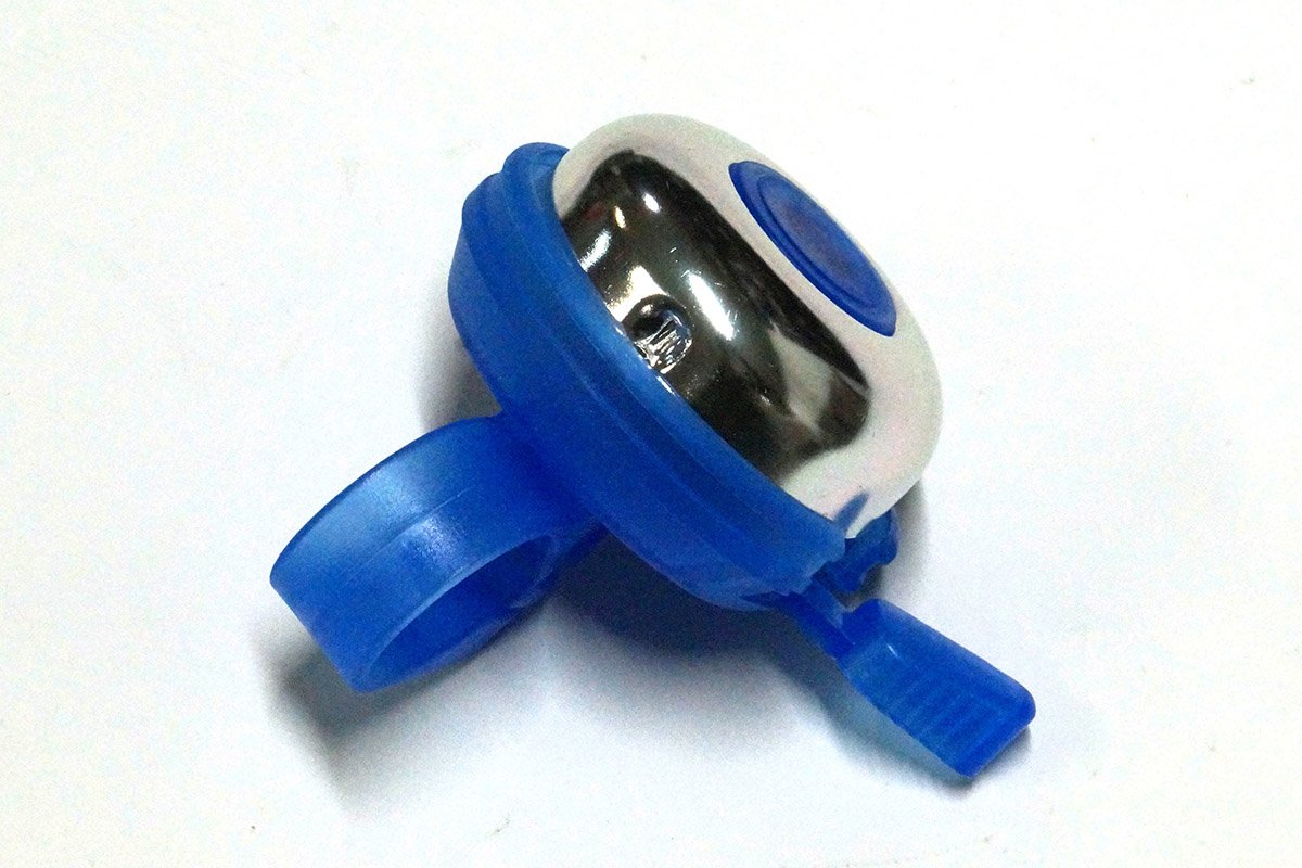 Звонок велосипедный JOY KIE алюминий - пластик база, диаметр 45мм, синяя база, 33AD-03 blue