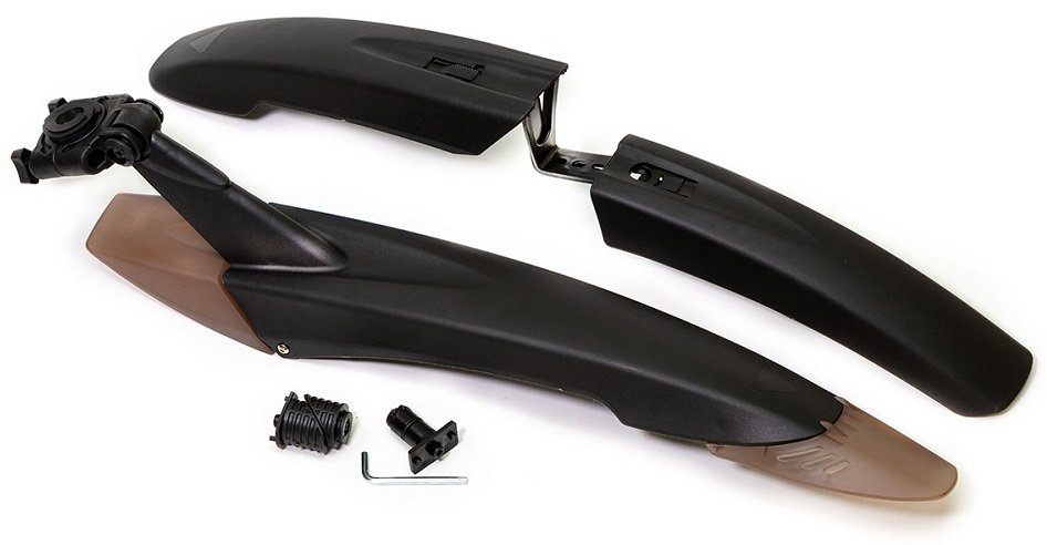 фото Крылья велосипедные trix, комплект, 26-29", пластик, ширина 90 мм, черно-коричневые, xgnb-065