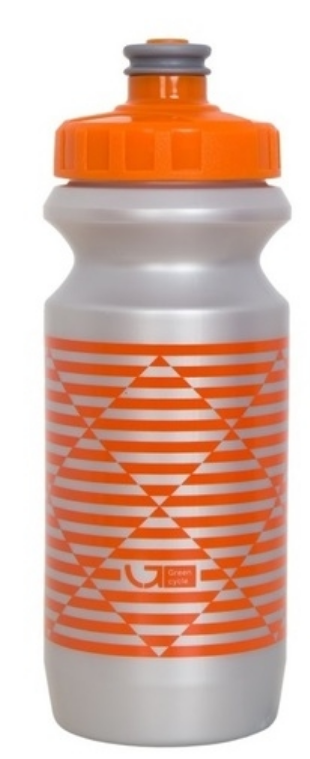 фото Фляга велосипедная green cycle stripes, 0.6 л, с большим соском, серебристый/оранжевый/серебристый