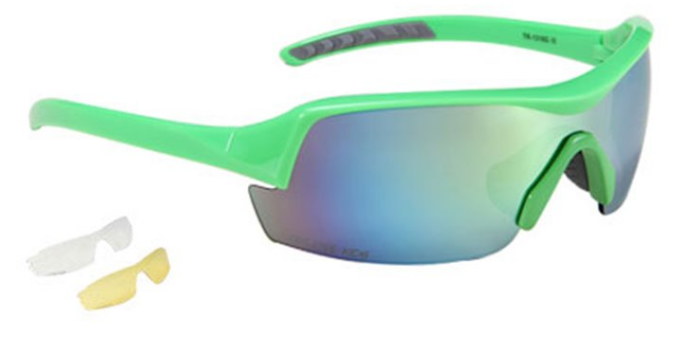 Очки велосипедные Green Cycle, 2 сменных линзы, чехол, зеленый, GGL-613 очки велосипедные mighty rayon flex4 солнцезащитные чехол сменные линзы 5 710138
