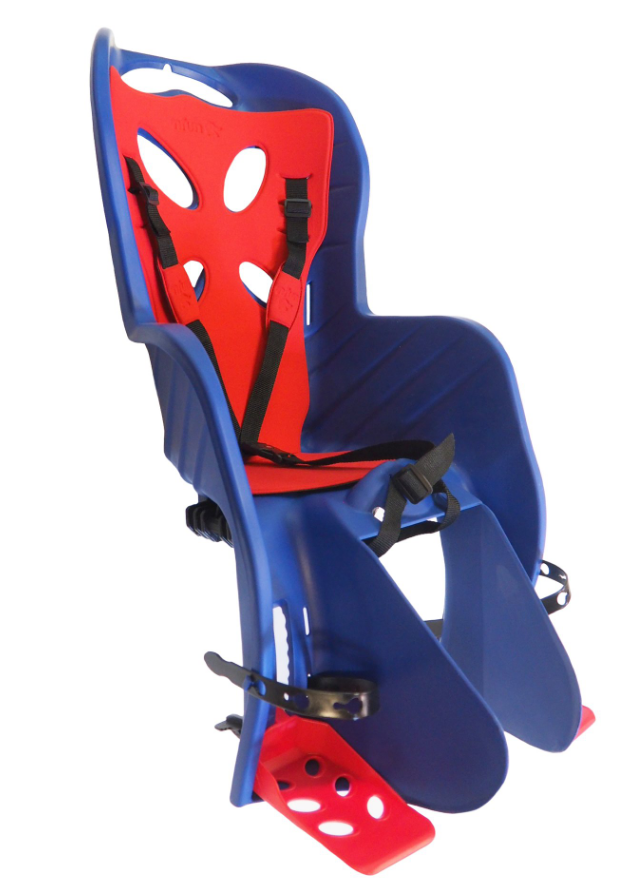 Детское велокресло NFUN CURIOSO DELUXE, на подседельный штырь, синее с красной вставкой, до 22 кг, 01-100075 темно синий флисовый комбинезон с серой вставкой poivre blanc детское