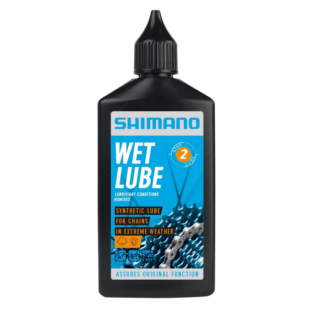 Смазка Shimano Wet Lube, для цепи, для влажной погоды, флакон, 100 мл, LBWL1B0100SA инструмент для нанесения смазки shimano для тюбика с резьбовой крышкой lbgg1es