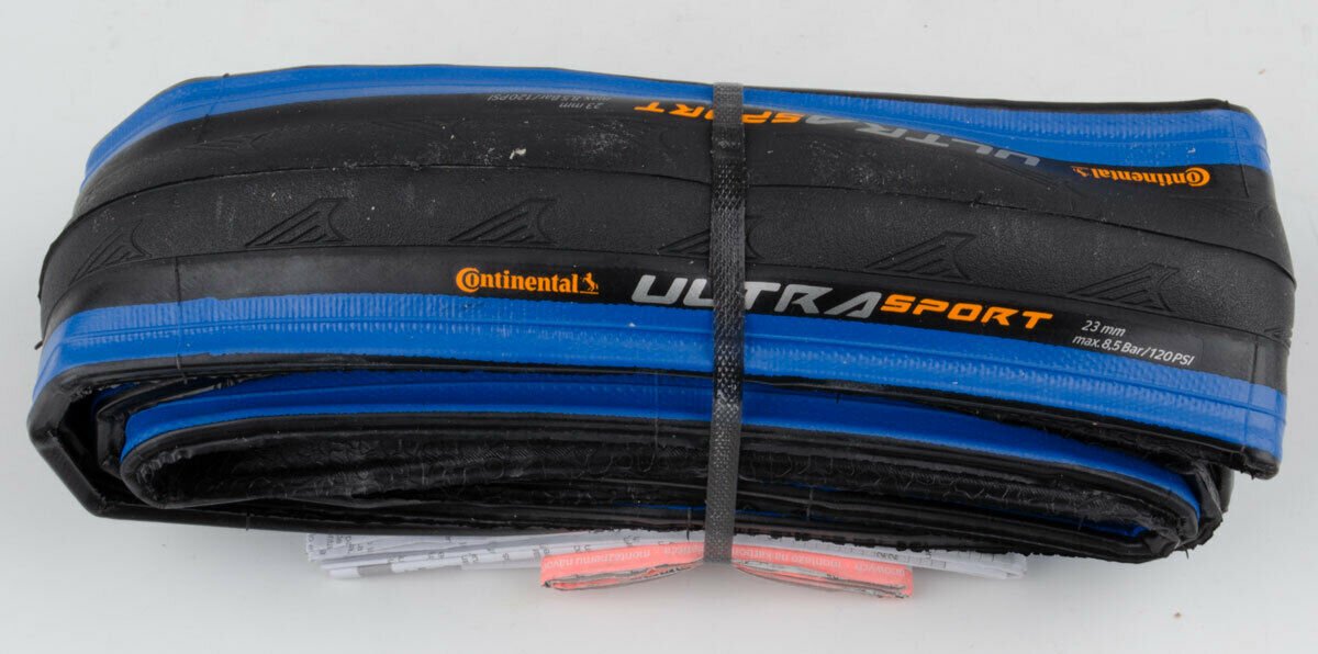 фото Покрышка continental ultra sport 2 700x25c, слик, складная,черно/синяя, 3/180 tpi, 250 гр, 1501730000