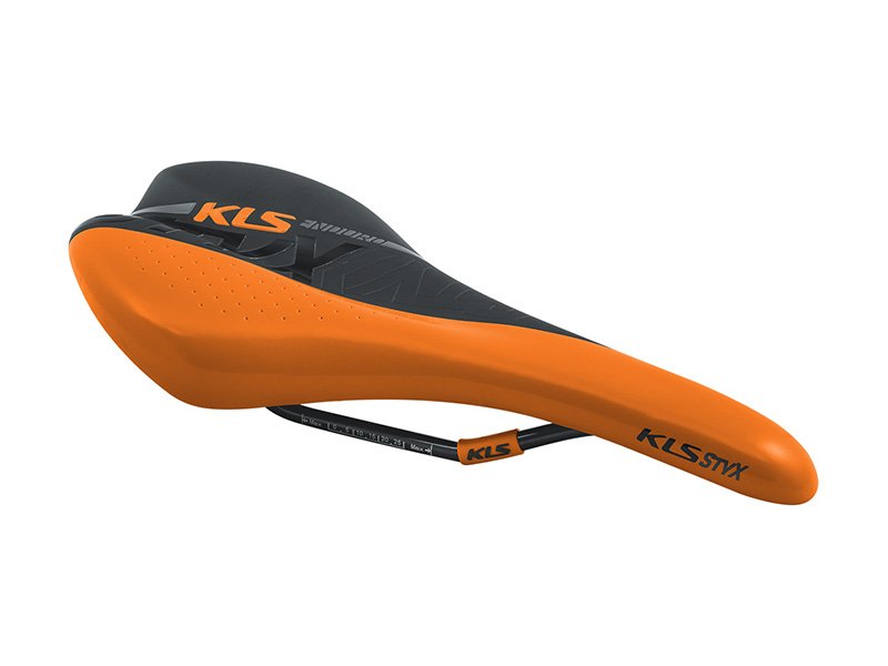 фото Седло велосипедное kls styx, спортивное, enduro, 277х162 мм, оранжевое kellys