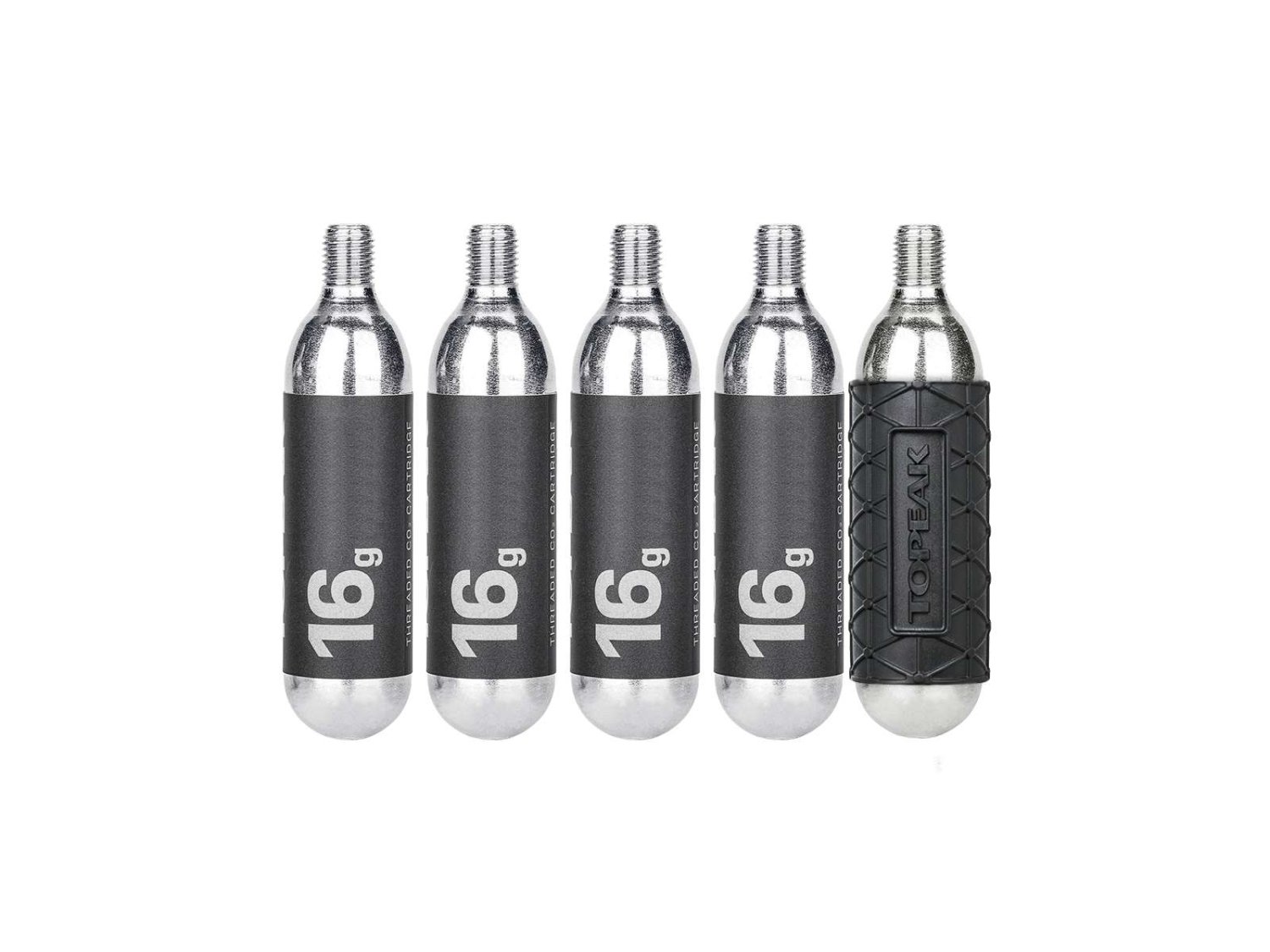 Комплект баллонов CO2 TOPEAK 16G THREADED CO2 CARTRIDGE, TCOT-6 насадка на баллон co2 topeak micro airbooster 25g tmb 3