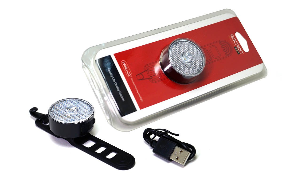 фото Фонарь передний gaciron w08j-20, 20lm, 1 диод, li-аккумулятор, usb, катафот, угол 25 градусов. черный, w08j-20